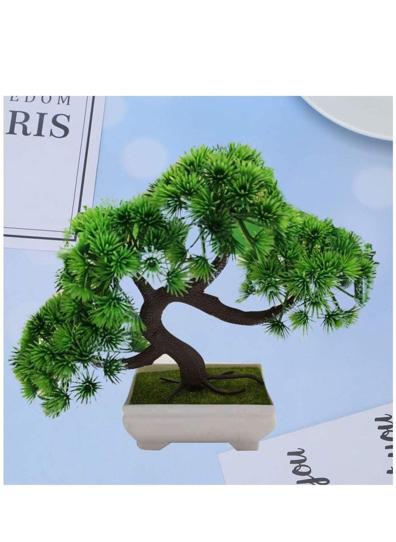 Artificial Plants Artificial Bonsai Tree Fake Plant Potted Desktop Display Garden Decor Pine Tree Green