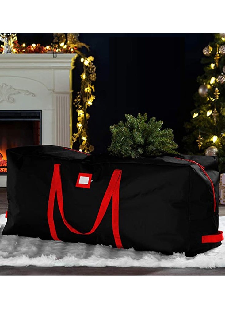 Christmas Tree Storage Bag Waterproof Heavy Duty 600D Oxford Christmas Tree Bag Reinforced Handles Dual Zipper Label Protection From Dust Water (Black)