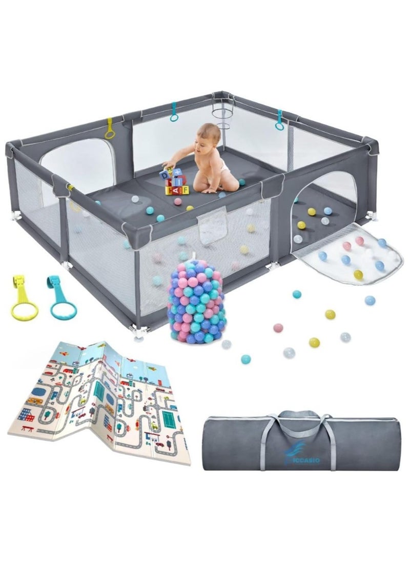 Extensively Useful Baby Playpen Versatile playpen for babies and toddlers Elegant Baby Playpen Fence with Fluffy play mat and 20 Non-Toxic Pit Ball baby Play yard (120 * 120)