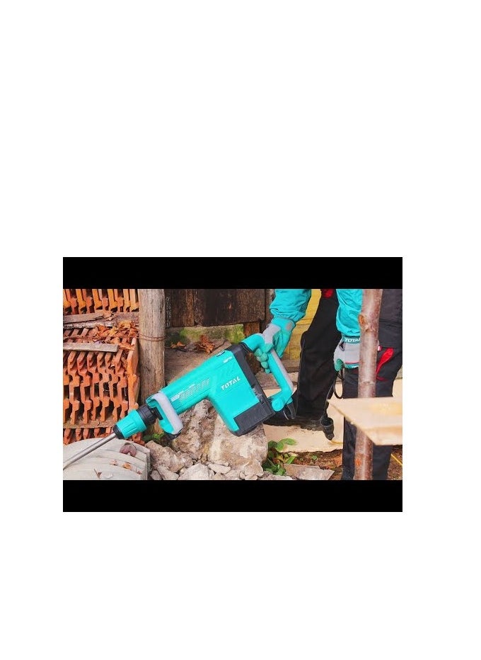 Total Demolition Breaker Jack Hammer 1500W, 10KG, SDS-MAX Chuck, 1000-1900bpm, 6-25J Impact Force, Anti-Vibration System, Includes 2 Chisels & Extra Carbon Brushes – TH215002