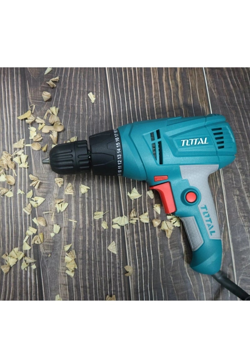 Total Electric Drill 280W, 10mm Keyless Chuck, 0-750rpm, 20+1 Torque Settings, 4M Cable, Ideal for Drilling Wood, Metal & Plastic – TD502106