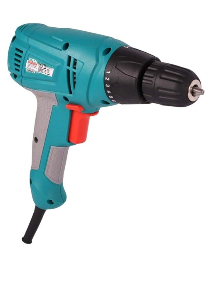 Total Electric Drill 280W, 10mm Keyless Chuck, 0-750rpm, 20+1 Torque Settings, 4M Cable, Ideal for Drilling Wood, Metal & Plastic – TD502106