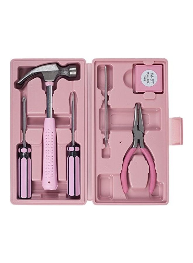 Household Hand Tool Set Silver/Pink
