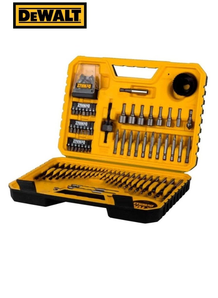 DEWALT DT71563-QZ 100-Piece HSS-G Metal Drill Bit Set with Screwdriver Bits, Hole Saws, and Nut Drivers – Ideal for All Types of Repair Work, Perfect for Technicians, DIY Projects, and Professional Use