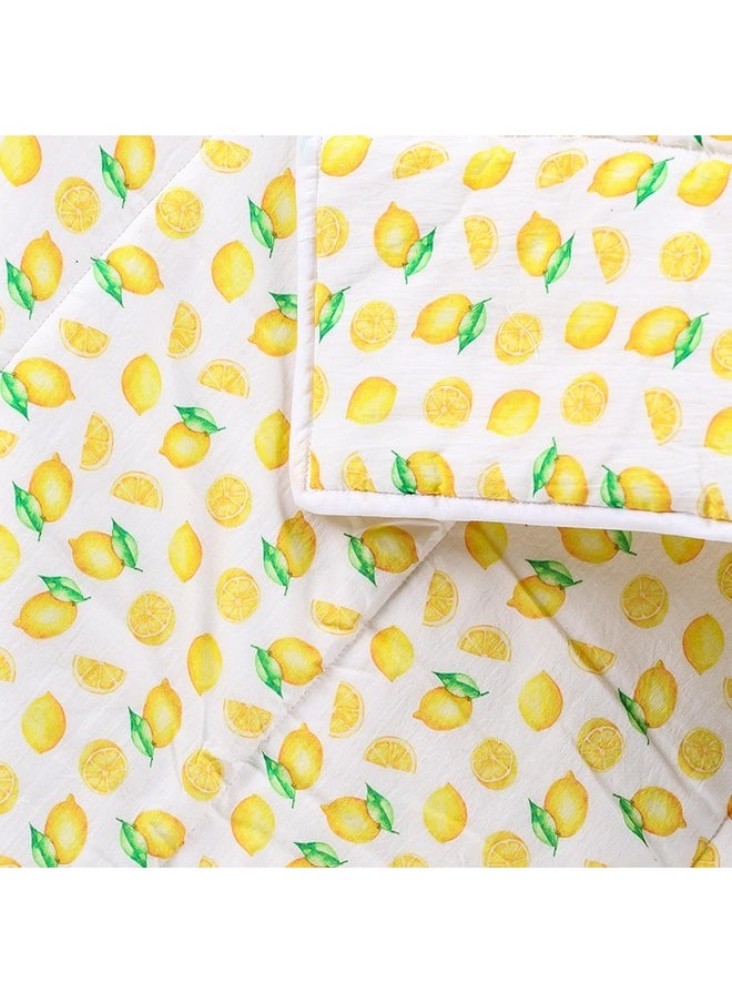 Organic Cotton Baby Muslin Ac Quilt/Blanket | Baby Ac Blanket 110X120 Cm | 0-3 Year | Reversible (Lemon)