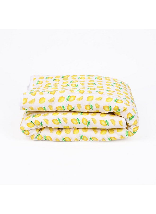 Organic Cotton Baby Muslin Ac Quilt/Blanket | Baby Ac Blanket 110X120 Cm | 0-3 Year | Reversible (Lemon)