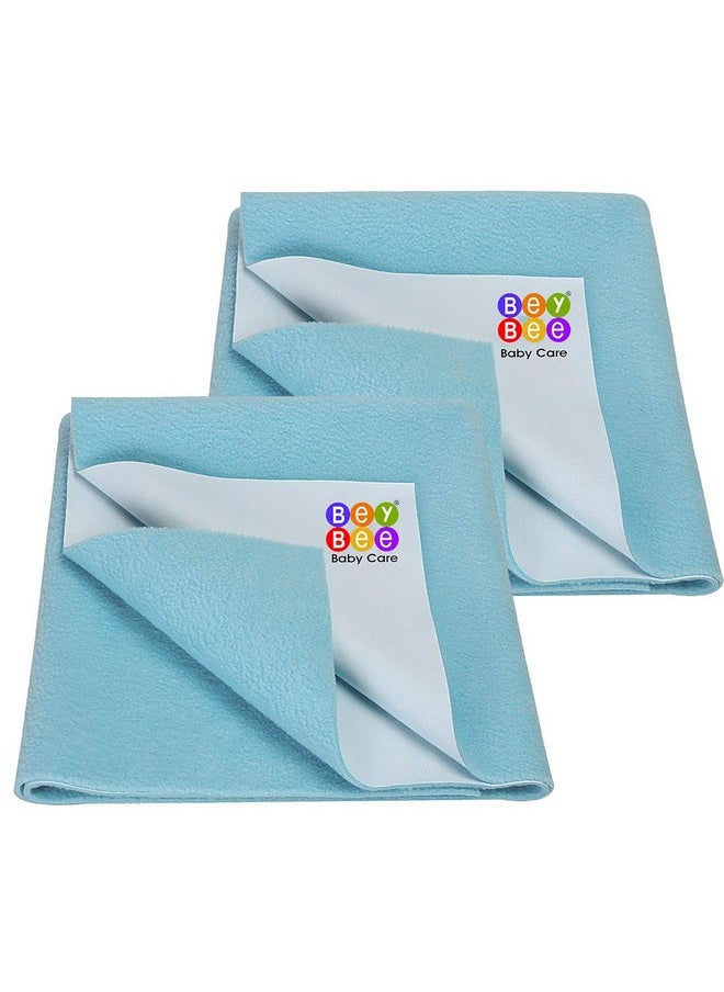 Beybee Waterproof Quick Dry Sheet For Baby|Anti-Piling Fleece Extra Absorbent Washable Matress Protector| Baby Bed Protector Sheet For Toddler, (Small Pack Of 2, 70X50Cm, Sea Blue)