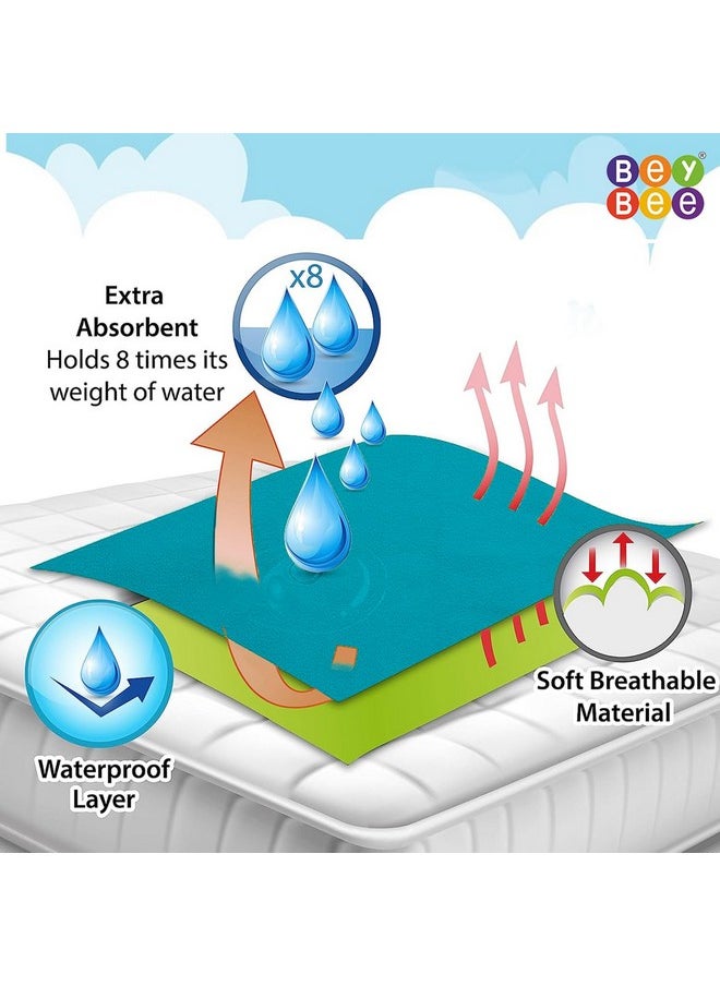 Beybee Waterproof Quick Dry Sheet For Baby|Anti-Piling Fleece Extra Absorbent Washable Matress Protector| Baby Bed Protector Sheet For Toddler, (Small Pack Of 2, 70X50Cm, Sea Blue)