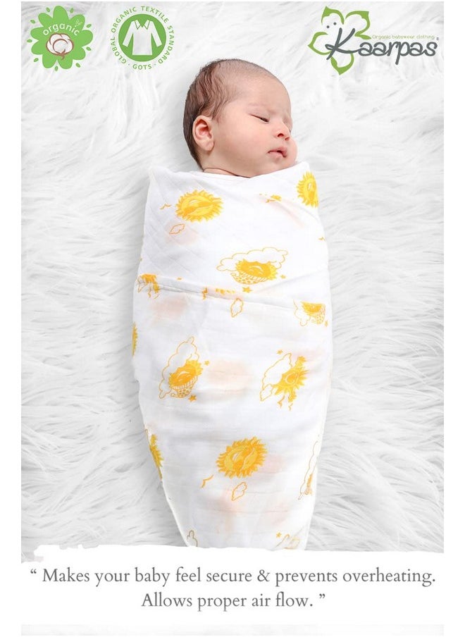 Newborn Baby Girl'S Infant Boy'S Super Soft Premium Pure Organic Cotton Comfortable Muslin Swaddle Receiving Blankets Wrapper Cloth Towel Stroller Cover Sky Pack Of 2 Multicolor 100X100 Cm