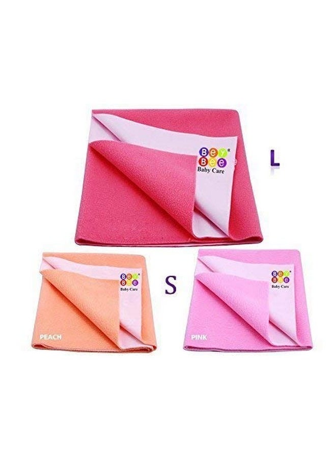 Waterproof Bed Protector Dry Sheet Gifts Pack, Salmon Rose/Pink/Peach (Pack Of 3, Small - 2, Large - 1)