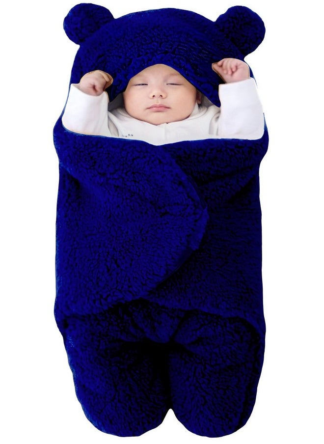 Baby Blankets New Born Combo Pack Of Wearable Swaddle Wrapper Security Blanket For Kids For 0-6 Month Babies (White, Navy, 70 Cm X 70 Cm)