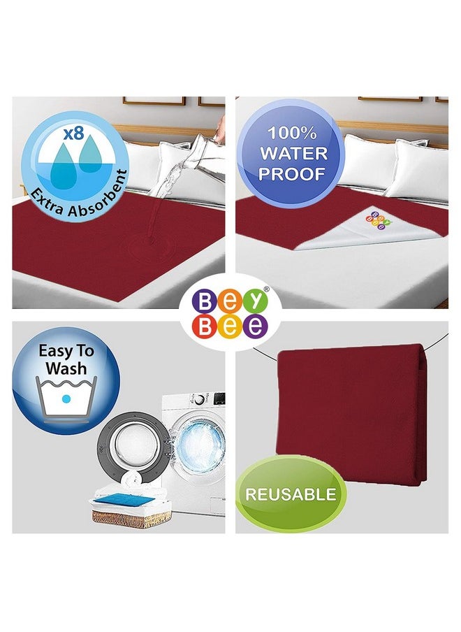 Beybee Waterproof Quick Dry Sheet For Baby|Anti-Piling Fleece Extra Absorbent Washable Matress Protector| Baby Bed Protector Sheet For Toddler, (Small Pack Of 2, 70X50Cm, Maroon)