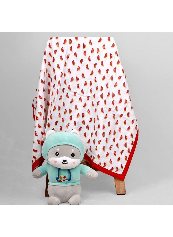 Organic Cotton Baby Muslin Layer Dohar - 0-3 Year-100X100 Cm - Water Melon