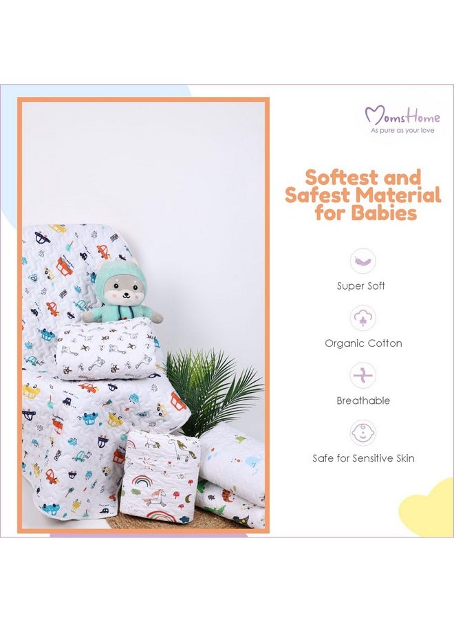 Organic Cotton All Season Baby Quilt | Light Weight | Soft | Perfect For Light Winters | 100X120 Cm | 0-3 Year | Blue Whale | Reversible