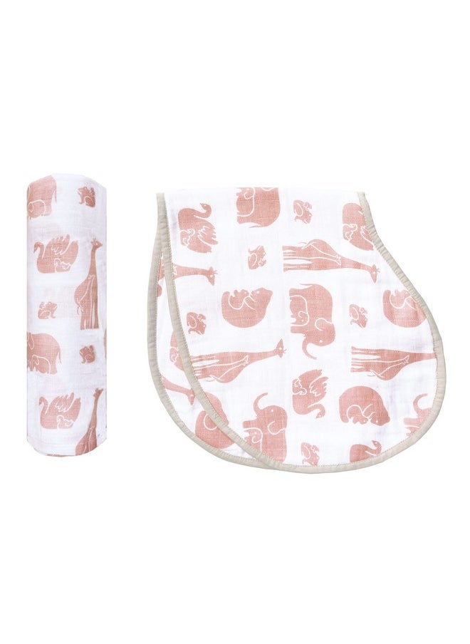 Swaddle & Burp Cloth Bib - Always Be My Baby, Pack Of 1, Beige