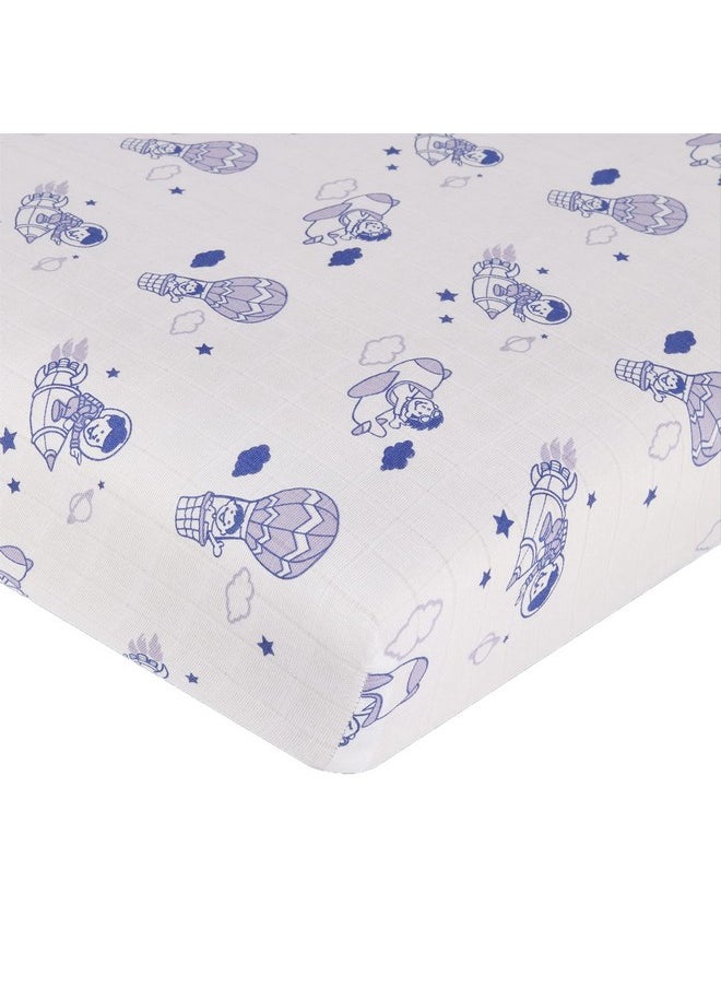 Baby Premium Organic Cotton Muslin Elastic Fitted Cot Bedsheet Crib Sheet With Sky Theme Of Parachute Blue (Size : 120 X 60 X 20 Cm) 1 Unit