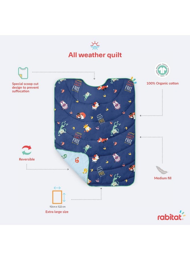 100% Organic Cotton All Weather Reversible Quilt/Comforter/Blanket Young Wild & Free I Suitable For Toddler/Infants/New Born Upto 5 Years