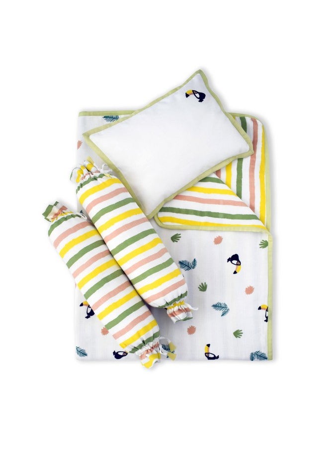 Organic Cotton Mini Crib Set Combo Includes Cot Bedding Essential For Infants, Soft & Comfortable Newborn Baby Gift - Toucan