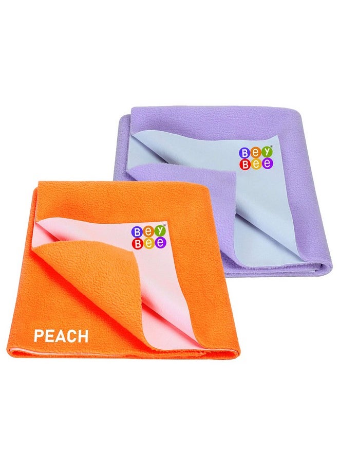 Baby Bed Protector Waterproof Dry Sheet For New Born Babies Small Combo (Peach + Violet, Plastic & Fabric), Cotton, 250 X 200 Millimeters