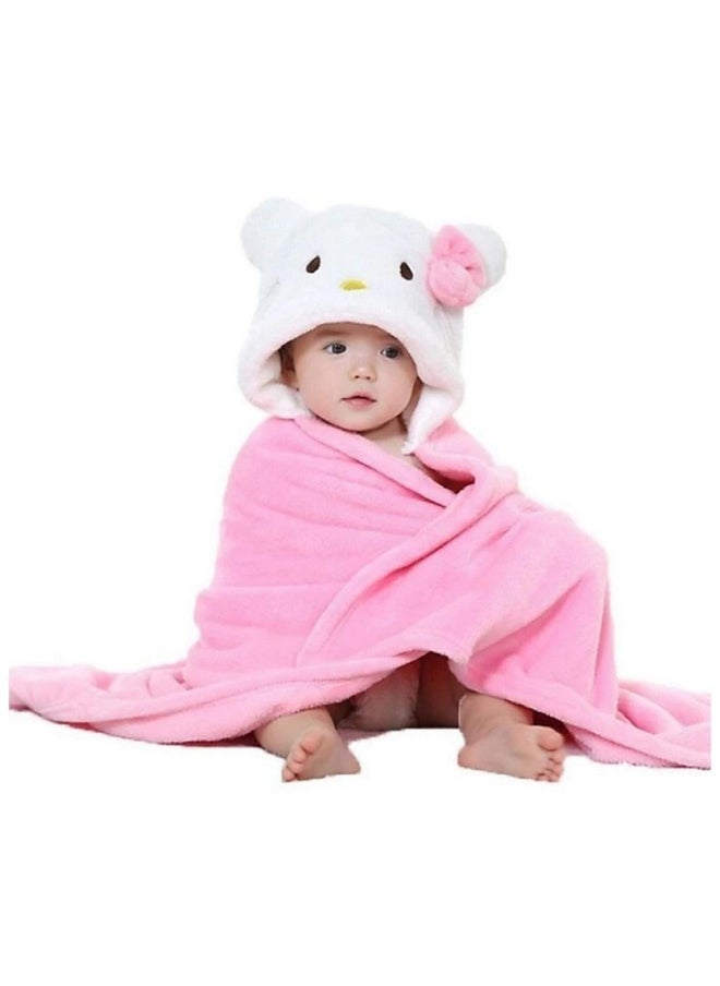 Baby Blanket Newborn Pack Of Multi Purpose Wrapper Blanket, Bath Robe Baby Bath Towel For Baby Boys And Baby Girls(0-6 Months, Pink Kitty)