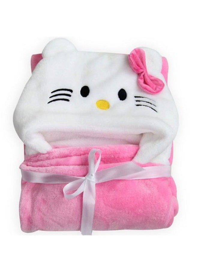 Baby Blanket Newborn Pack Of Multi Purpose Wrapper Blanket, Bath Robe Baby Bath Towel For Baby Boys And Baby Girls(0-6 Months, Pink Kitty)