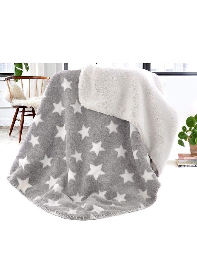 Wool Newborn Wrapper Cum Baby Blanket (Grey Star)