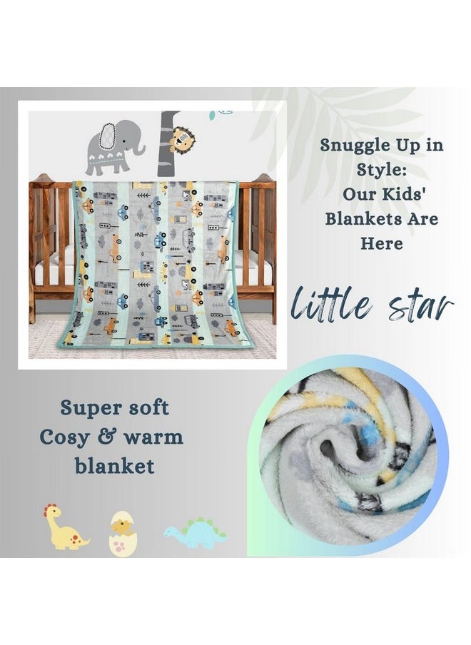 All Season Ac Baby Blanket Swaddler Wrapper Flannel Soft And Comfortable For 0-5 Years Babies With Adorable Prints And Designs, 350 Tc,Grey