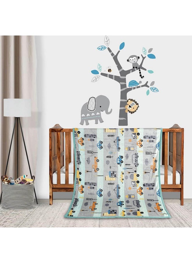All Season Ac Baby Blanket Swaddler Wrapper Flannel Soft And Comfortable For 0-5 Years Babies With Adorable Prints And Designs, 350 Tc,Grey