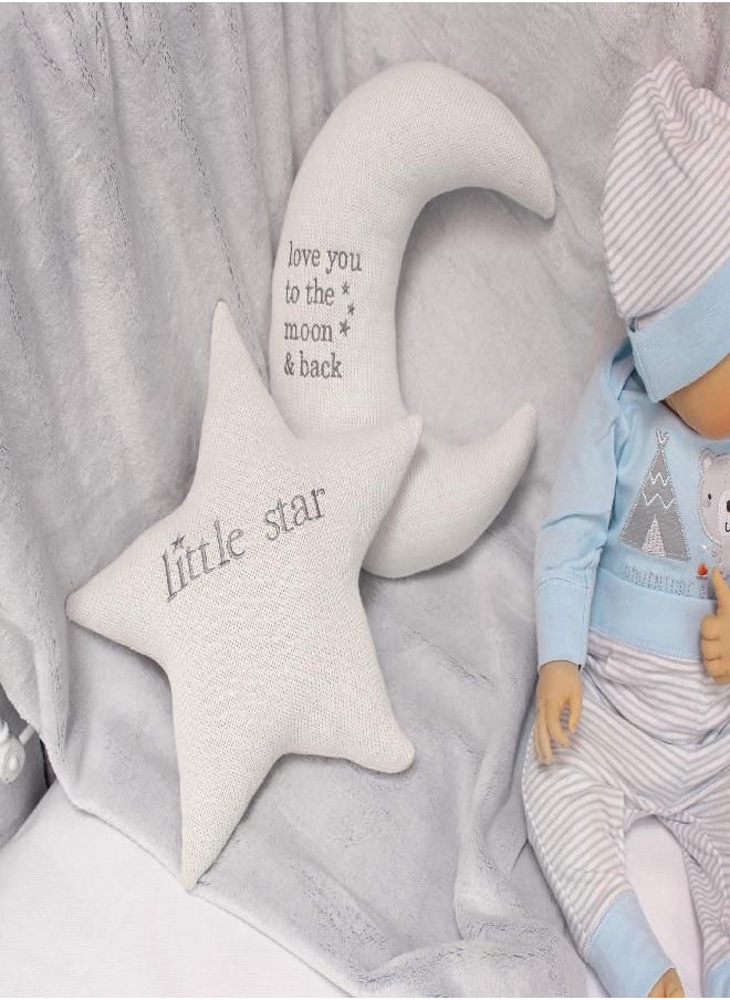 Lillian Rose White Star and Gray Moon Nursery Pillow Set