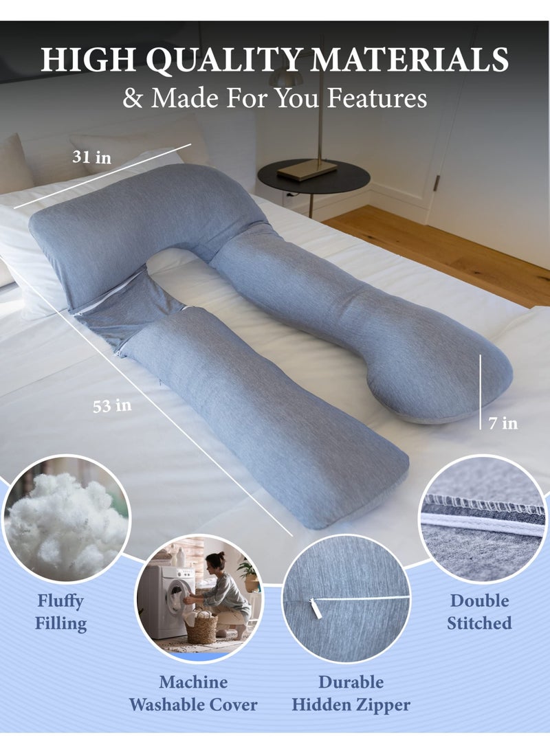 Pregnancy Pillows UShape Full Body Pillow Cooling Cover Grey Pregnancy Pillows For Sleeping Body Pillows For Adults Maternity Pillow And Pregnancy