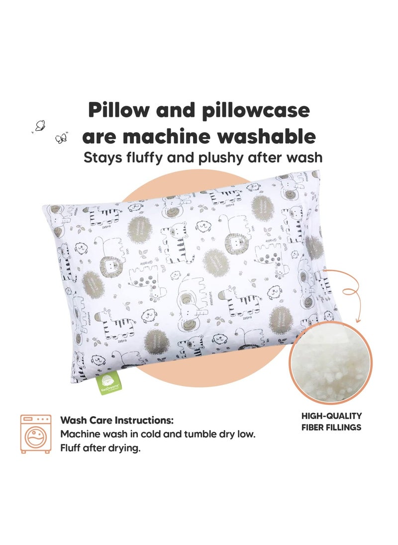 Toddler Pillow With Pillowcase 13X18 Soft Organic Cotton Baby Pillows For Sleeping Travel Toddler Cot Bed Set Kea Safari