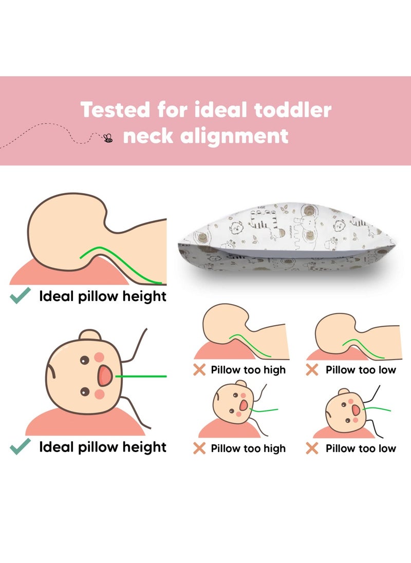 Toddler Pillow With Pillowcase 13X18 Soft Organic Cotton Baby Pillows For Sleeping Travel Toddler Cot Bed Set Kea Safari