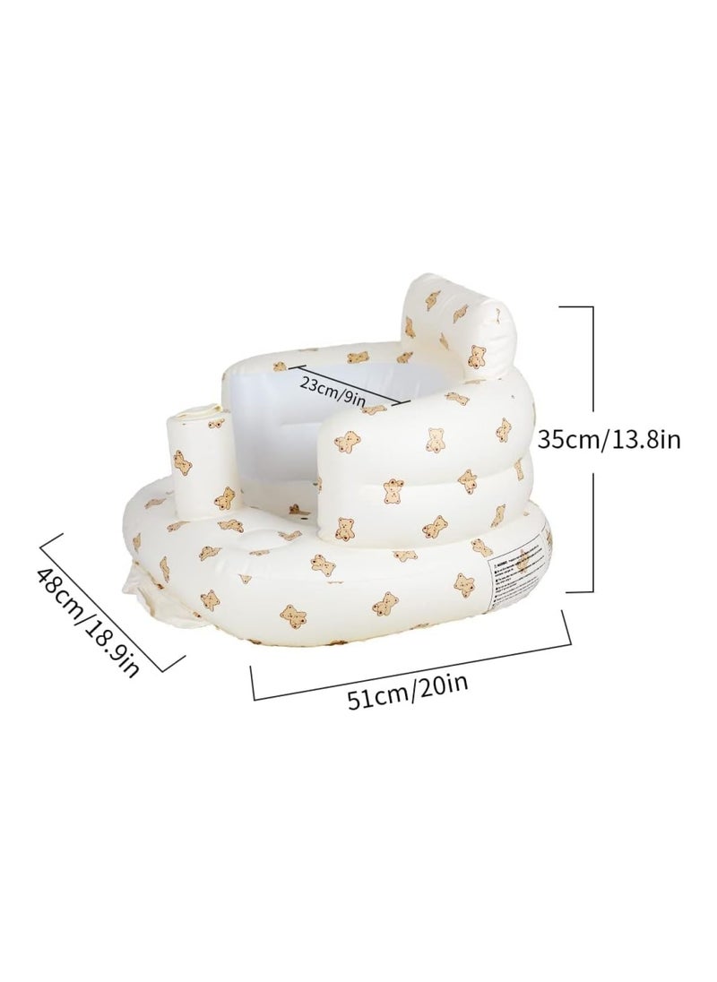 Baby Inflatable Seat For Babies 3-36 Months, Built In Air Pump Infant Back Support Sofa (Bear Head)