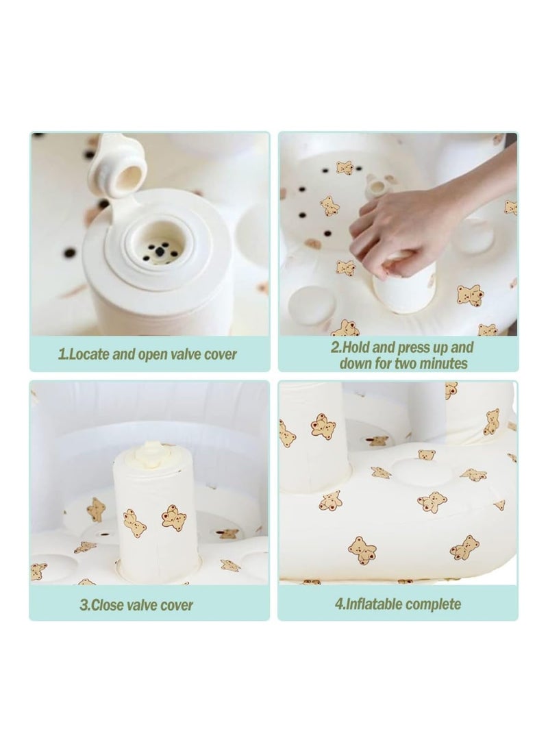 Baby Inflatable Seat For Babies 3-36 Months, Built In Air Pump Infant Back Support Sofa (Bear Head)