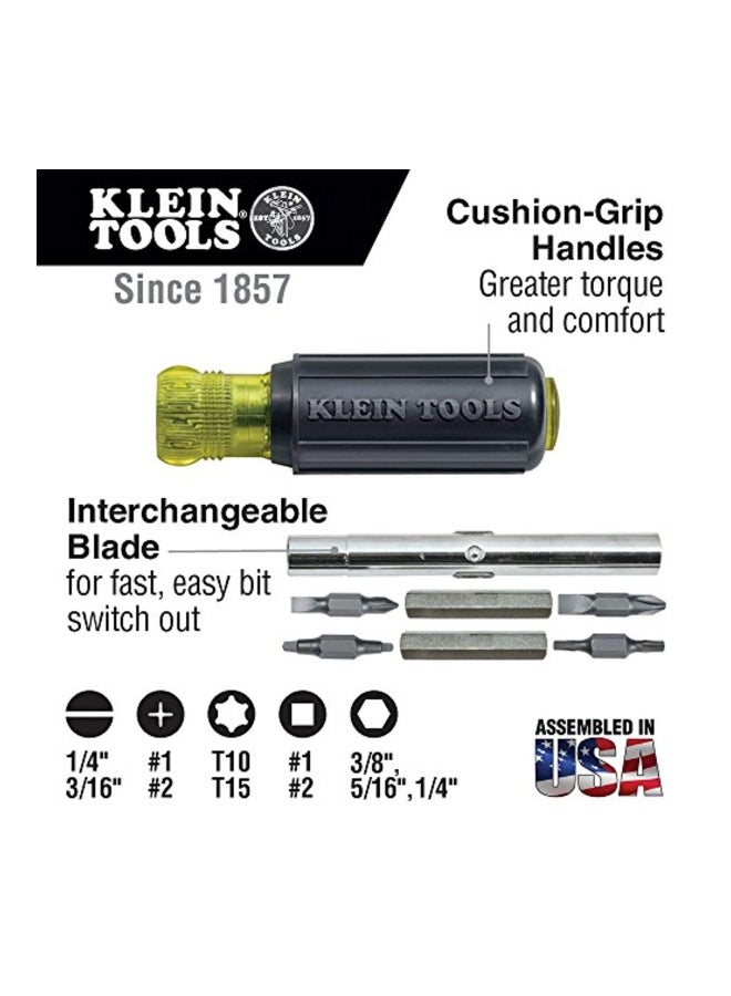 Screwdriver And Nut Driver Black 7.8x1.2x1.8inch