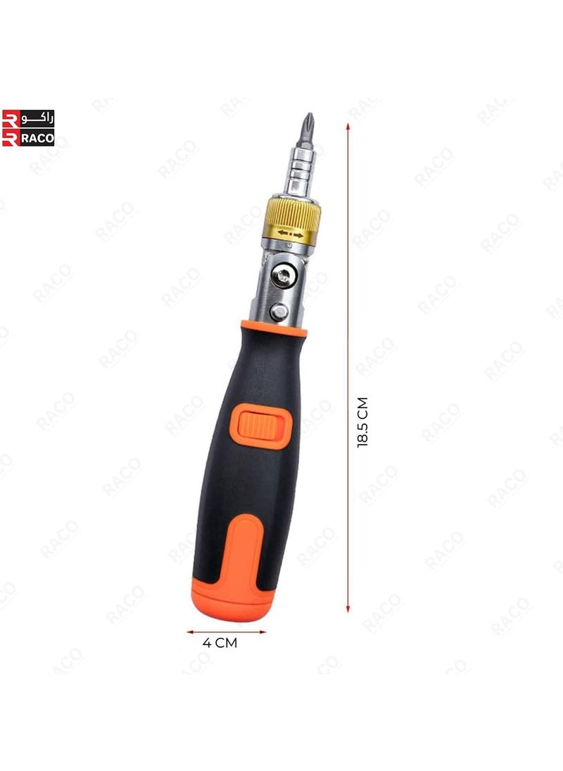 RACO Giffex 10-in-1 Multi-Angle Ratchet Screwdriver Set | Magnetic Two-Way Portable Screwdriver with Hidden Batch Head for Household Use.