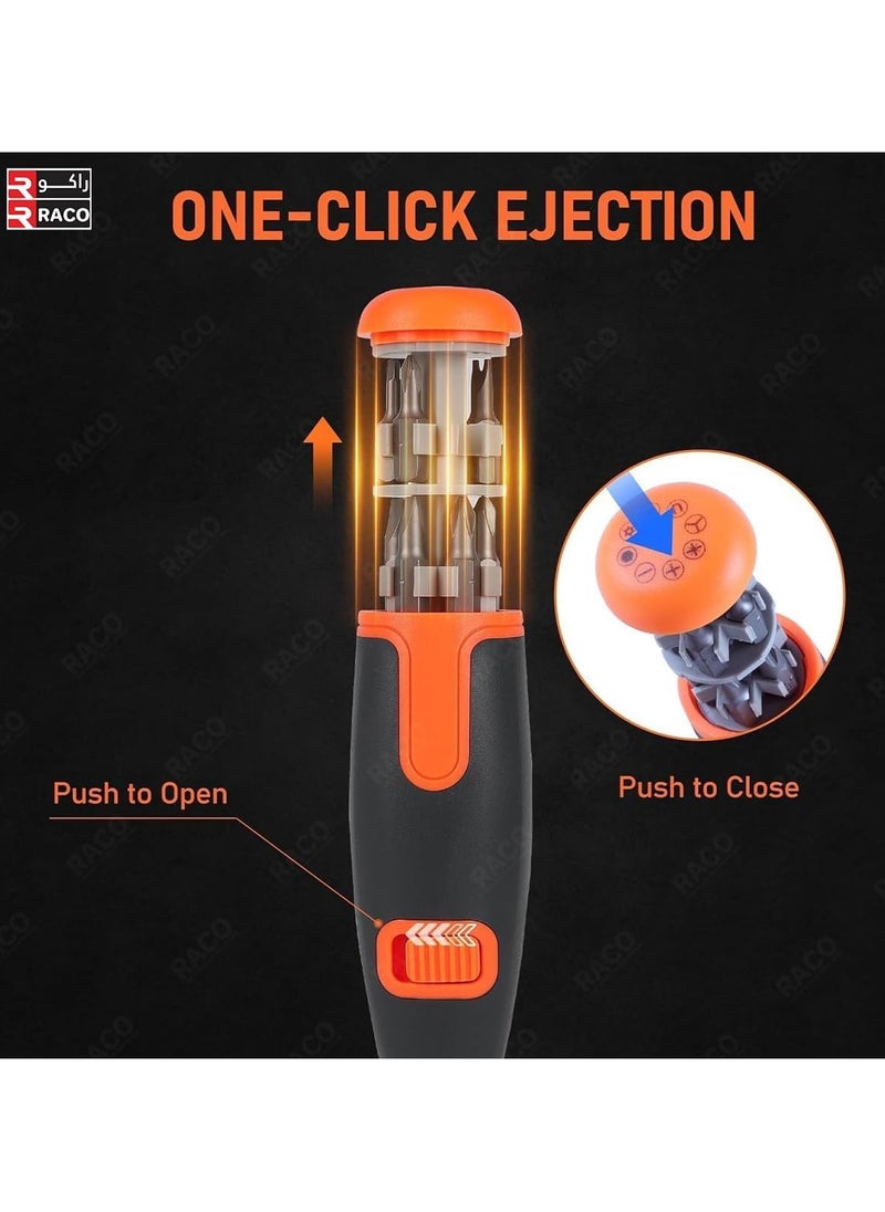 RACO Giffex 10-in-1 Multi-Angle Ratchet Screwdriver Set | Magnetic Two-Way Portable Screwdriver with Hidden Batch Head for Household Use.