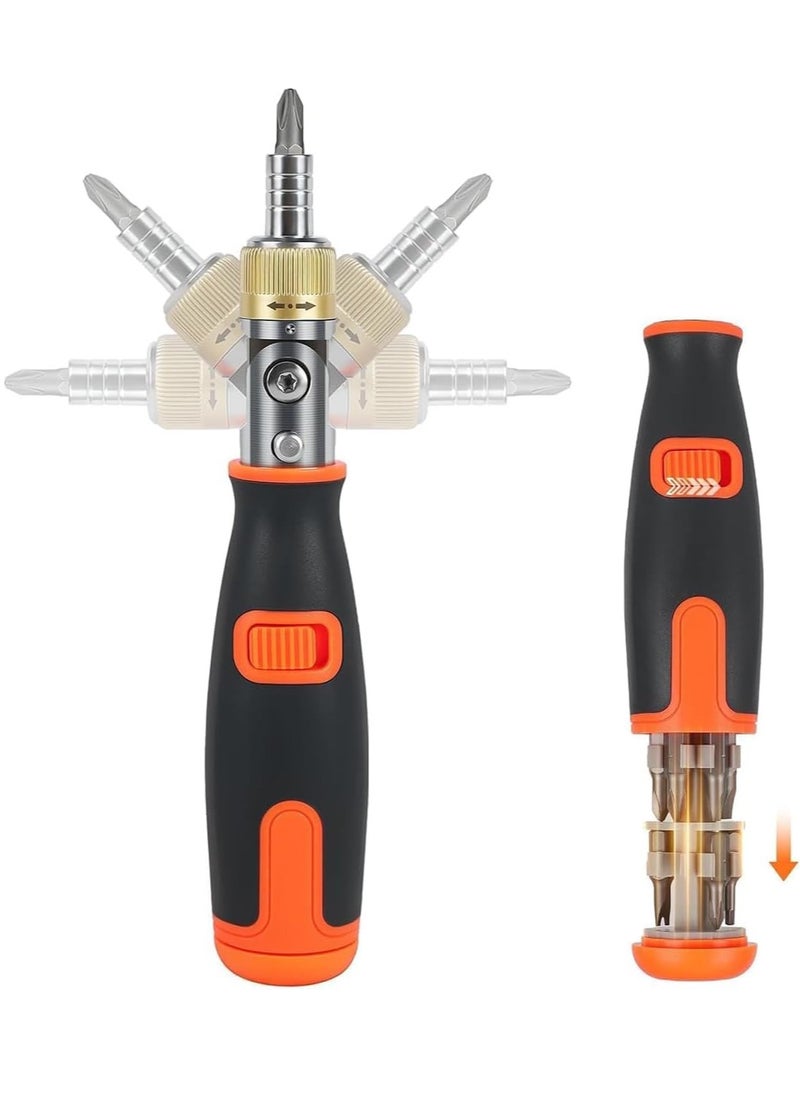 RACO Giffex 10-in-1 Multi-Angle Ratchet Screwdriver Set | Magnetic Two-Way Portable Screwdriver with Hidden Batch Head for Household Use.