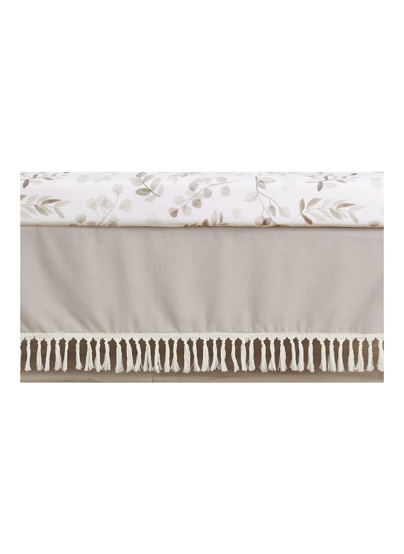 Boho Fringe Boy Or Girl Baby Nursery Crib Bed Skirt Dust Ruffle - Gender Neutral Beige Tan Taupe