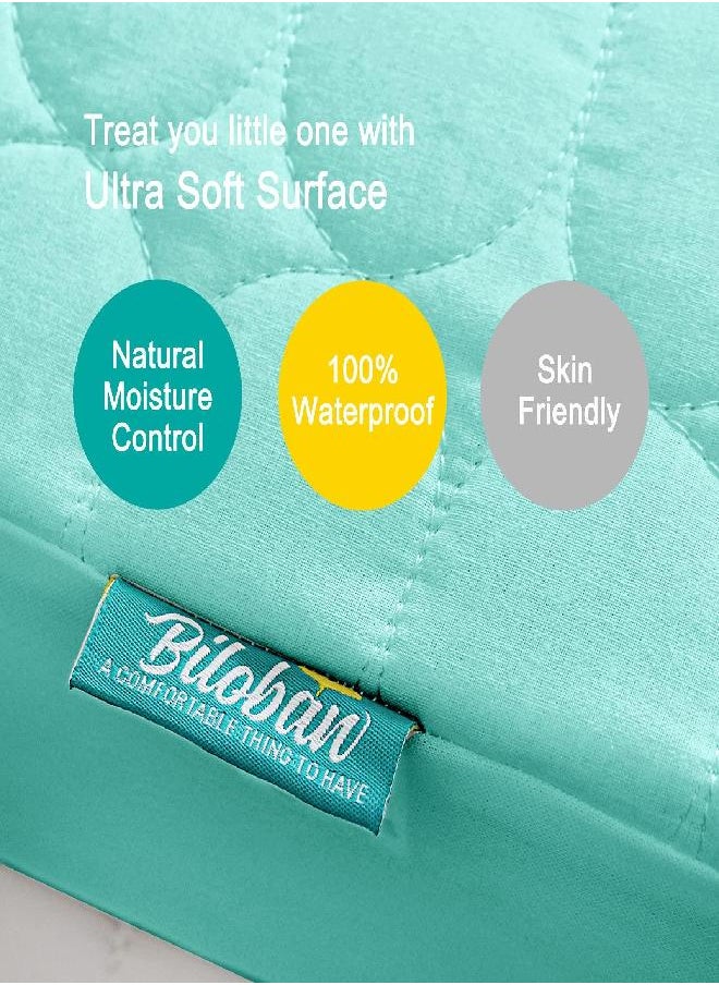 Waterproof Crib Mattress Sheet, Toddler Baby Crib Mattress Pad Cover, Machine Washable & Dryer Fit Baby Bed Mattress Protector(Standard Size 52” x 28”),Aqua