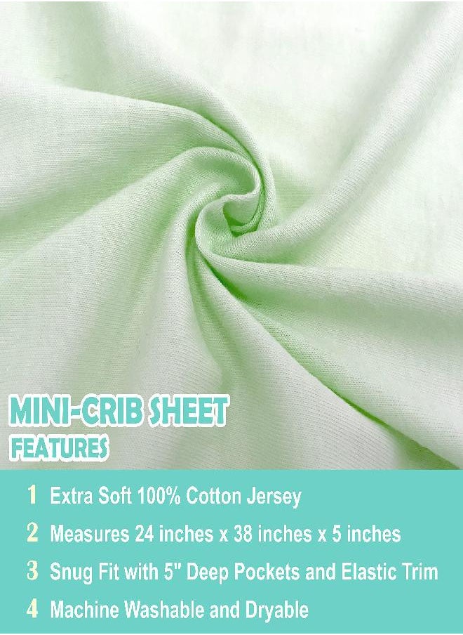 American Baby Company 100% Cotton Value Jersey Knit Fitted Portable/Mini-Crib Sheet, Celery, 24