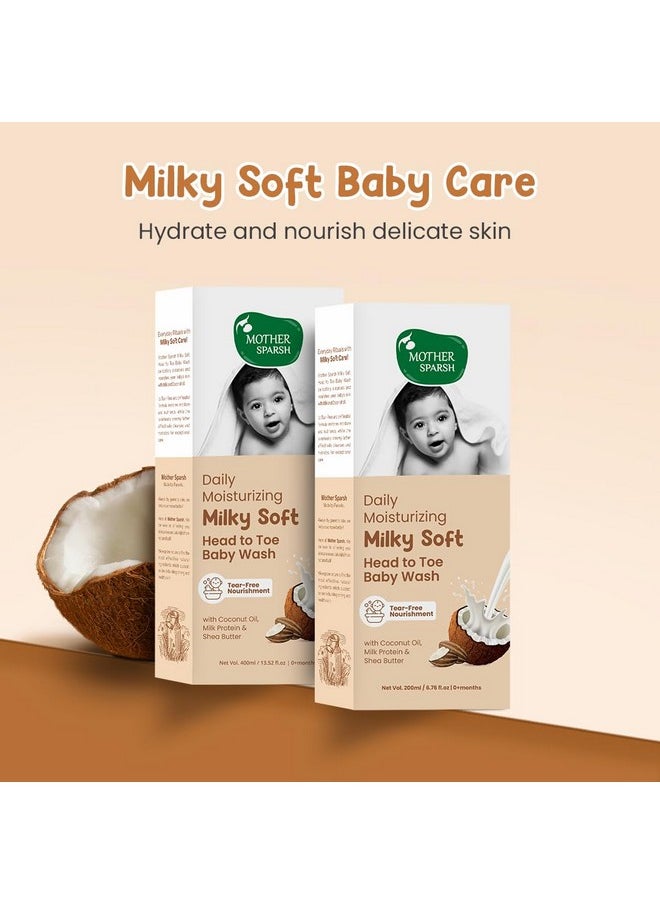 Milky Soft Head To Toe Baby Wash-400Ml With Milk Protein & Shea Butter | Tear Free 2 In 1 Natural Baby Body Wash