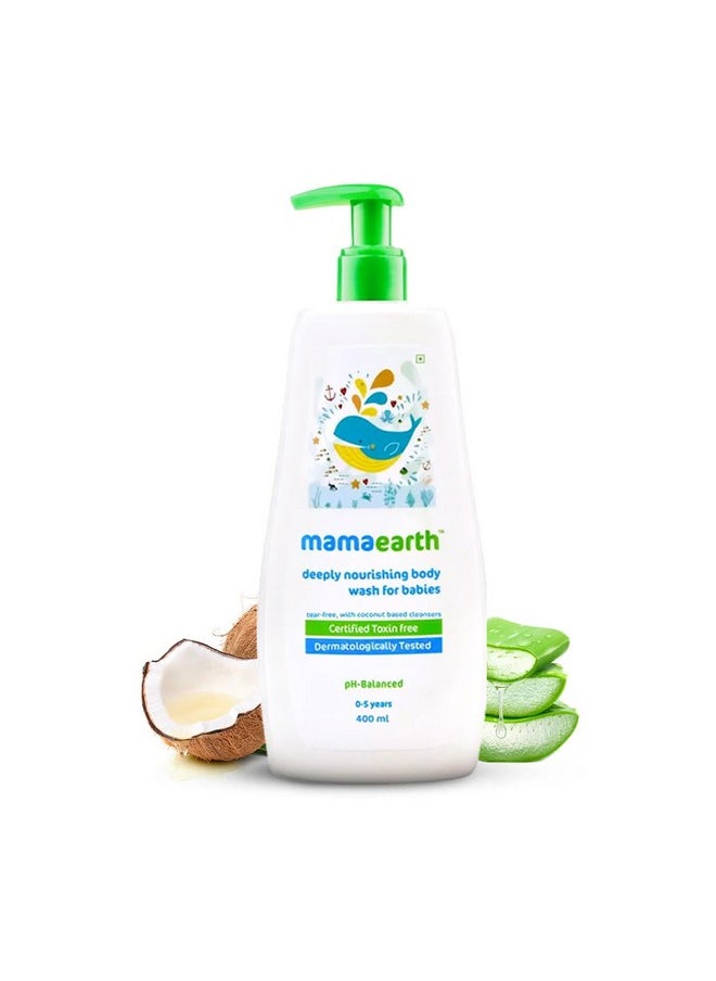 Deeply Nourishing Body Wash For Babies - 400Ml | Infused With Coconut Oil, Orange Essential Oil & Aloe Vera Extract | Deeply Nourishing, Tear-Free Cleanser