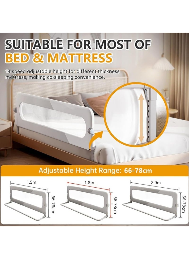 Toddler Bed Rails for Crib, Bed Rail Guard for Toddlers, Baby Crib Guard Bumper, Kids Adjustable Fall Protection Guardrails, Safety Bed Fence Protector Rail, Kids Safe Bed Side Rail for Queen, King Beds (1.8M)