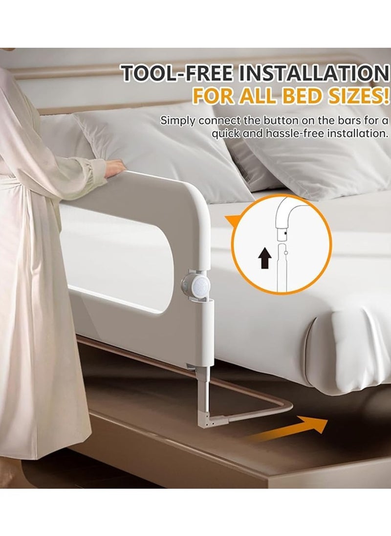 Toddler Bed Rails for Crib, Bed Rail Guard for Toddlers, Baby Crib Guard Bumper, Kids Adjustable Fall Protection Guardrails, Safety Bed Fence Protector Rail, Kids Safe Bed Side Rail for Queen, King Beds (2M)