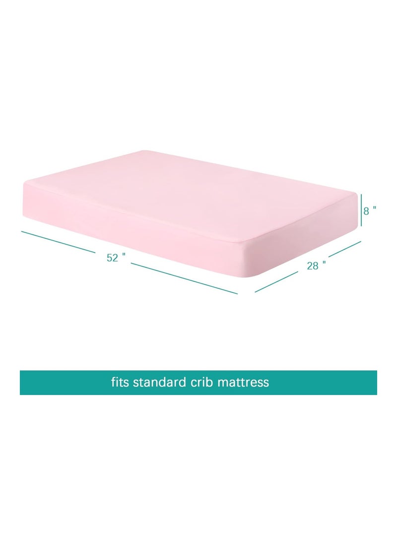 Pack Of 2 Fitted Crib Sheet For Standard Crib Mattress, Grey And Pink