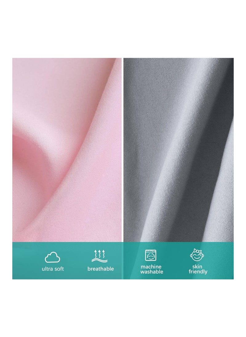 Pack Of 2 Fitted Crib Sheet For Standard Crib Mattress, Grey And Pink