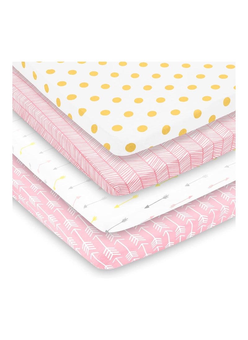 3 Pack 100% Super Soft Jersey Knit Cotton 150 Gsm Portable Mini Crib Mattress Fitted Sheets And Girls By Baebae Goods