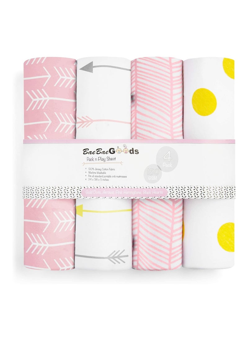 3 Pack 100% Super Soft Jersey Knit Cotton 150 Gsm Portable Mini Crib Mattress Fitted Sheets And Girls By Baebae Goods