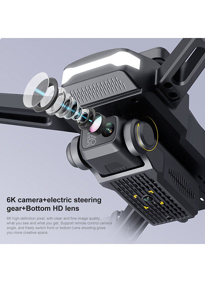 Remote Control Mini Drone with Dual Camera 6K Foldable  Headless Drone with Obstacle Avoidance Function Optical Flow Positioning Gesture Photography with Storage Bag 2 Battery